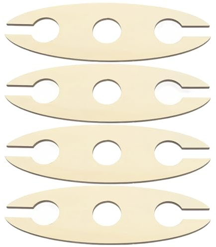 CHSEROK Botellero de Madera, 4 Piezas Soporte Copas, Capacidad Para 8 Vasos, Simple Colgador de Copas, para Vino Tinto, Cerveza, Vino Espumoso, Champán