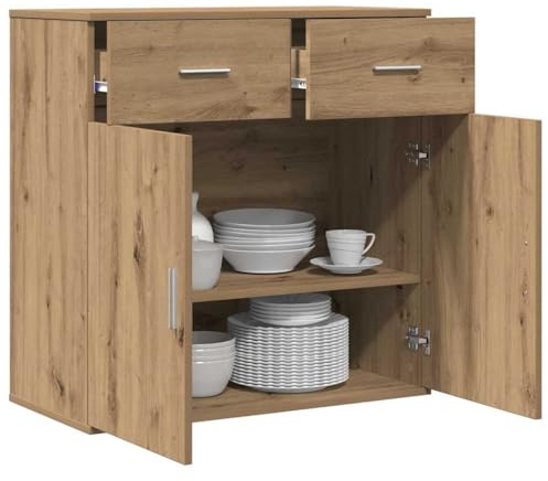 vidaXL Dressoir Artisan Eiken 78 x 38 x 80 cm Bewerkt hout