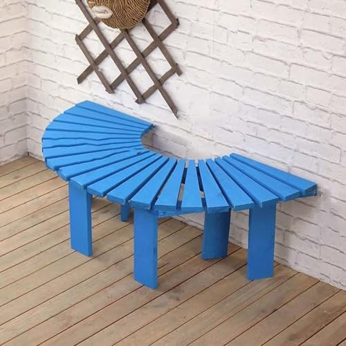 Banco de jardín semicircular de Madera Maciza Curvada, anticorrosión, para Exteriores, con Asiento en Abanico para terraza y balcón, cómodo Taburete con Flores.