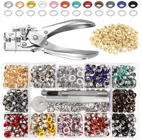 Kinsinder 700pcs Ösenzange Set 5mm 13 Farben Ösen Set, Arbeitssparende Ösenzange Für Planen Mit Aufbewahrungsbox, Geeignet Für DIY Stoffe, Leder, Vorhänge, Wasserfestes Wachstuch, Gummi, Pappe Usw