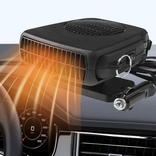 XEERUN Calefactor Coche, 12V 150W Calentador de Coche, 2 en 1 Descongelador Parabrisas 360 ° Ajustable con Funciones de Calefacción y Refrigeración para Coche Camión