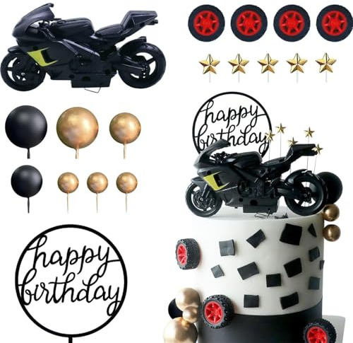 18 Stück Simulation Motorrad Kuchen Dekoration, Off-Road Motorrad, Geburtstagsgeräte, Babyparty, Junge und Mädchen Geburtstagsparty Dekoration, Spielzeug, Souvenirs
