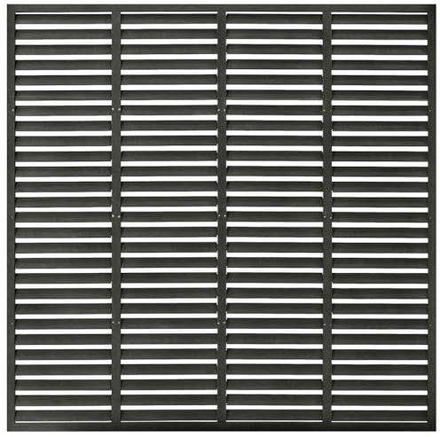 Mokuyary Clôture à lamelles WPC 180 x 180 cm Gris foncé Panneau brise-vue Clôture de jardin pour paysage, jardin, décoration extérieure