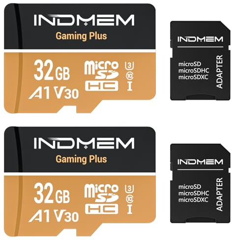 2-pack micro-SD-kort 32 GB med hög hastighet (90 MB/s läsning, 25 MB/s skrivning), kompatibel med DSLR, drönare, actioncam och bärbara enheter (2 micro-SD-kort + 2 adapter)
