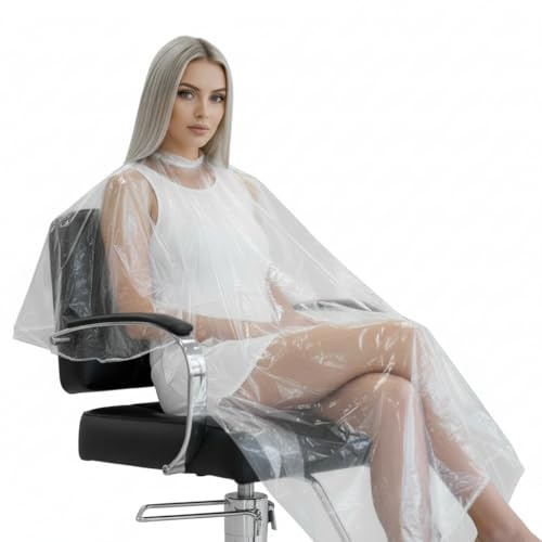 Leddy Living Mantelle Monouso Parrucchiere 130x110cm 3pz PE – Copertura impermeabile per taglio e tinta capelli, usa e getta professionale, leggera, igienica, antistatica