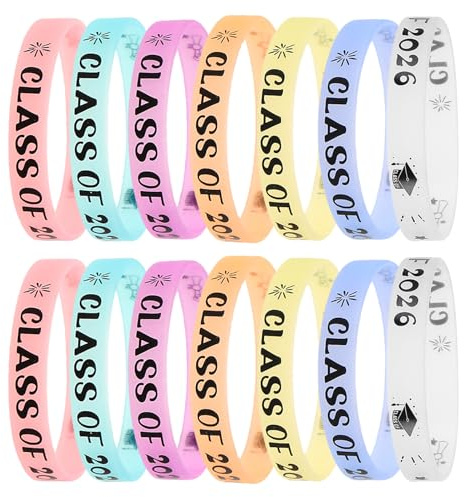 BAZEITFLOW Set 14 Braccialetti la Laurea 2026 in Silicone Fosforescente Multicolore, Braccialetti Luminosi per Eventi Notturni e Bomboniere per Studenti, Accessori Sicuri e
