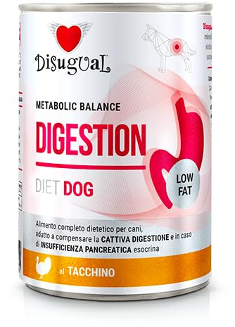 Disugual Dieta Perro Digestión Low Fat | Necesidades Nutricionales Especiales | Varios Sabores | 6x400Gr | (6x400Gr, Pavo)