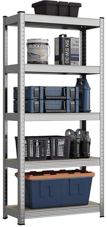 Heavy Duty Galvanised Shelving Garage Racking Unit 150kg per shelf (5 Levels 1500mm H x 700mm W x 300mm D)