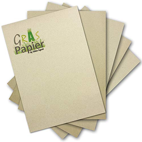 100x ÖKO Briefpapier aus Graspapier DIN A4 - Recycling Papier 100 g/m² - Umwelt Bastelpapier für Einladungen oder Menükarte - Glüxx Agent