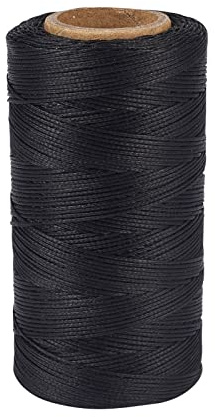 Pandahall 260 meter/rulle 1 mm platt vaxad polyestertråd tråd gör-det-själv hantverk sömnad pärlband snöre (svart)