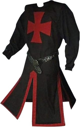Feynman Disfraz de caballero medieval con túnica vikinga, disfraz de caballero templario, cruzado, para carnaval, cosplay