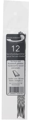 PRODIAMANT Hoja de sierra de hoja en espiral tamaño 5 mediano, para madera y plástico, 12 unidades, 130 mm, corte por todos lados, fabricado en Alemania
