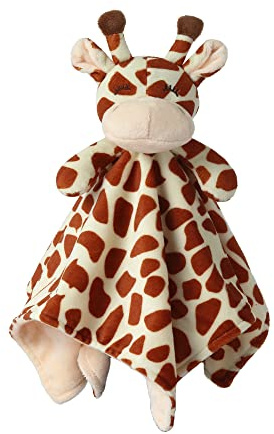 Crevent Mjuk snuttefilt i plysch, säkerhetsfilt med djuransikte för pojkar och flickor, utmärkt gåva vid födelsedag och babyshower (brun giraff)
