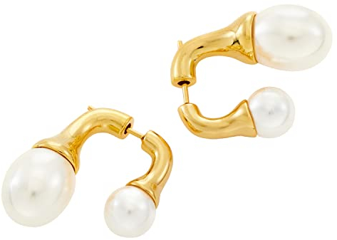 C.Paravano Ohrringe Gold Creolen Mit Perlen | Hypoallergen für Damen und Mädchen | Schmuck Geschenk