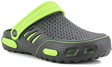 IMTY Mens Lightweight EVA Beach Clogs Summer Breathable Kitchen Garden Hospital Nurse Pool Water Shoe Mules Sandals (Black/Green, UK_Footwear_Size_System, Adult, Men, Numeric, Medium, Numeric_11)