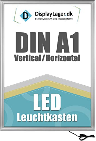 DisplayLager - LED Plakatrahmen DIN A1, Silber, 25mm Aluminium Profil, inkl. entspiegelter Schutzscheibe