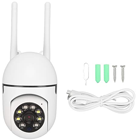 Caméra de sécurité, Caméra de Surveillance sans Fil avec Suivi de Mouvement Intelligent, Caméra Audio Bidirectionnelle et de Stockage 1080P 360 ° Vue Couleur Caméra de Nuit