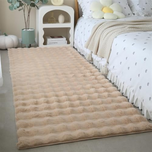 Guetto Hochflor Teppich - Comfy Taupe - Shaggy - Modern - Wohnzimmer, Esszimmer, Schlafzimmer - Fellteppich - Modern Kunstfell Carpet für Schlafzimmer,Camel,80x120 cm