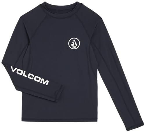 Volcom Boys' Rash Guard Shirts - UPF 50+ Quick Dry Long Sleeve Sun Protection Swim Shirts - Kids Swimwear T-Shirt (8-16), Size Large, Navy