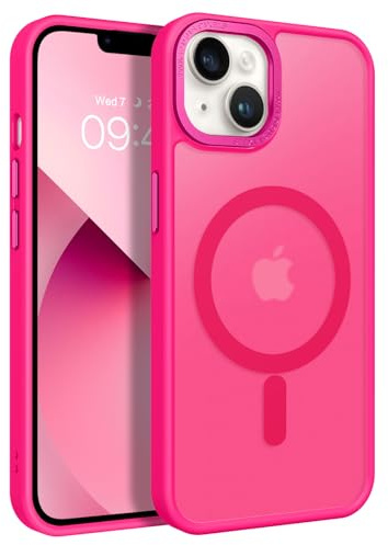 BENTOBEN Magnetic for iPhone 13 Case & iPhone 14 Case [Compatible with Magsafe] Translucent Matte Phone Case iPhone 13/14 Slim Thin Shockproof Women Men Protective Cover Cases, Hot Pink