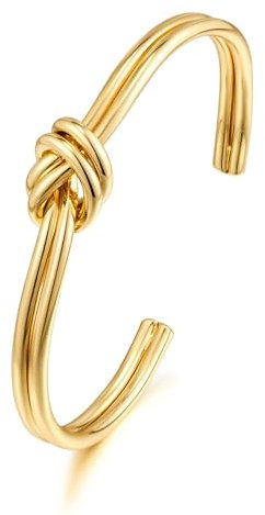 LILIE&WHITE Armreif für Damen Knotendesign Armreif für Damen – Elegantes Gold-Armband mit Knoten-Detail – Verstellbares, Offenes Design für Alltag und Besondere Anlässe