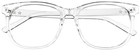 GQUEEN Hornbrille Brille Ohne Stärke Fake Brille Nerdbrille Damen Herren Großer Rahmen UV400,PE1
