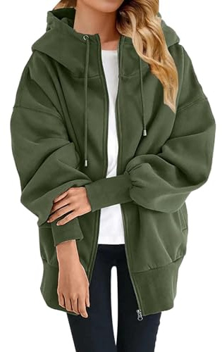 Sweatjacka dam med huva oversize – huvtröja enfärgad dragkedja huvtröja dam dragkedja huvjacka med huva sweatshirt jacka med fickor Y2k sport stil huvtröja hoodie