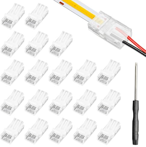 Niuohoy 20 piezas Conector Tira LED 2 pines 8 mm para tiras de luz LED impermeables o no impermeables de 8 mm de ancho