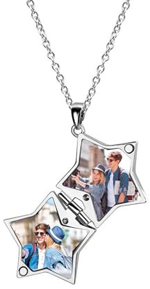 GBTROEY Collana Con Foto All'interno Di Un Ciondolo Con Testo Inciso Collana Personalizzata Con Medaglioni Fotografici Regalo Di Gioielli per Ragazze E Donne