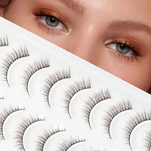 Marron Faux Cils Naturel Cat Eyelashes 100% Fait à La Main Faux-Cils False Eyelashes Souple Et Réutilisable Strip Lashes by Obeyalash (Style-Brown 105)