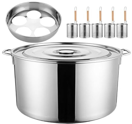 Juego de Olla para Pasta Comercial con Olla de 45 cm y 5 coladores, Olla para Espaguetis con 5 Orificios, Utensilios para Pasta, Olla de Cocina