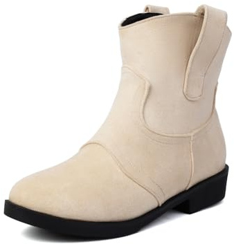 PAIDAXING Botines de gamuza sintética para mujer, tacón bajo, botines de moda, holgados, vaqueros, cómodos, casuales, para otoño e invierno, zapatos elegantes, Black, 39 EU