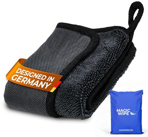 MagicWipe® Microfibre Cloth - 2 Pack 30 x 40 cm Dual Sided Cleaning Cloth - 600 GSM All Purpose Streak Free Diamond Wave Polishing Cloth for Kitchen Worktops, Glass, Mirrors, Bathrooms, Car