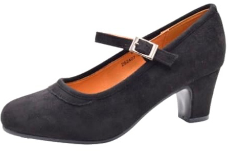 PASARELA - Zapatos de Baile Flamenco de Piel Vegana de Ante con Clavos para niña y Mujer Tallas 27 al 43 Color Negro Antelina