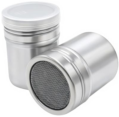 Vexorlian 2 Pcs Flour Shaker, Stainless Steel Chocolate Shaker – 7oz Mesh Duster for Baking, Icing Sugar, Cocoa, Salt Sifter for Kitchen