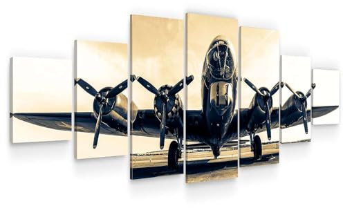 Startonight Grand Format Art Encadré Avion B-17G, Impression De Photos Sur Toile XXL Imprimée Tableau Motif Moderne Déco d'Art 7 pieces Tendu Sur Chassis 100 x 240 cm