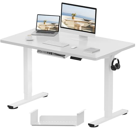 FLEXISPOT E1 Plus ONE PIECE Electric Standing Desk Height Adjustable Sit Stand Desk with Memory Smart Panel (120 * 60cm, White)