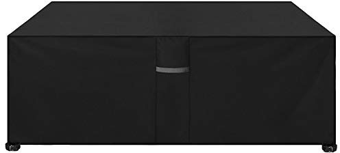 Dokon Garden Furniture Covers Waterproof Heavy Duty Oxford Fabric Patio Table Cover with Air Vents, Windproof Anti-UV Outdoor Rattan Sofa Table and Chair Cover, Rectangular (250x210x90cm) - Black