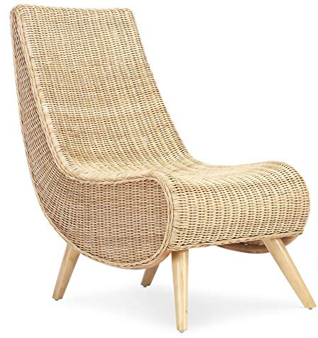 Desser Teardrop Wicker Chair – Indoor Natural Rattan Reading Chair Hand Woven & Hand-Crafted – Dimensions H91cm x W54cm x D81cm