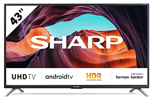 Sharp 43BL6EA - TV Android 43 (4K Ultra HD, 3 x HDMI, 3 x USB, Bluetooth), Google Assistant, Chromecast, Altavoces Harman/kardon, HDR10, DTS Virtual X, Active Motion 600, Color Negro