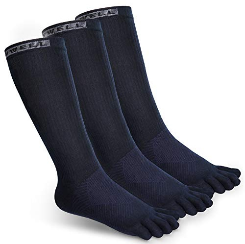 VWELL Toe Socks Cotton Athletic Running Five Finger Socks 3 Pairs,Size 7-11