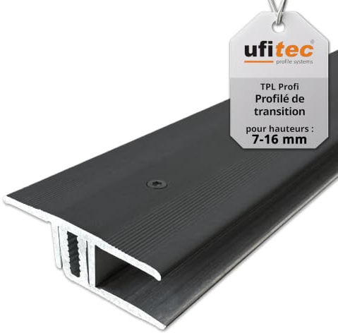ufitec Profilsystem för parkett- och laminatgolv – för belägghöjder från 7–16 mm – många färger finns (övergångsprofil | 90 cm lång | 33 mm bred, brons-mörk)