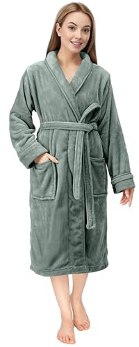NY Threads Robe de Chambre à Col Châle Pour Femme, Vêtements de Nuit et d'intérieur Doux et Douillets, Moyen, Gris Acier