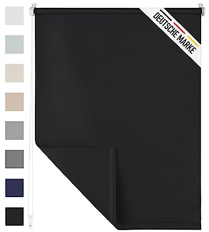 Blumtal Verdunklungsrollo 90 x 130-155 cm im 2er Set - Klemmfix Rollo ohne Bohren - Thermorollo Klemmfix - Fensterrollo Innen für Fenster und Türen - Klemmrollo - Sichtschutz Rollo in Schwarz