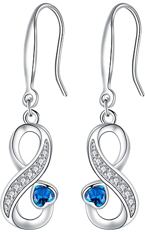 Arrebol Pendientes Infinito Mujer Plata de Ley 925 Colgante Infinity con Azul Circonita Cúbica Mujer Regalo de Joyería