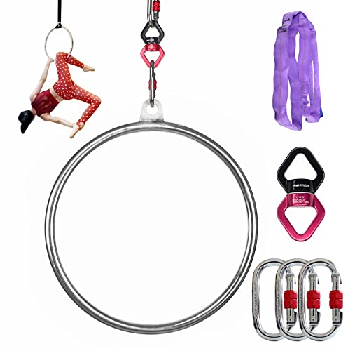 PRIOR FITNESS Aerial Set 45cm Einzel Aerial Hoop Yoga Ringen Zirkusluftausrüstung Yoga Hoop Edelstahl Aerial Ring Set