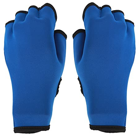 Luqeeg Swimming Gloves, Webbed Swim Gloves, Aqua Gloves Webbed Paddle Swim Gloves Fitness Water Aerobics and Swimming Training Gloves for Men Women Children (M)
