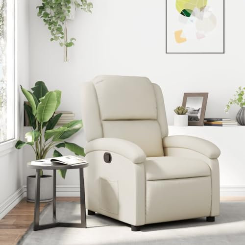 ARKEM Sillón reclinable de Cuero sintético Crema Sillones para El SalóN Sillones Reclinables