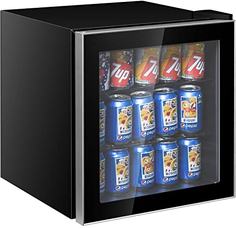RELAX4LIFE Getränkekühlschrank 46L, Getränkekühler mit 7 Einstellbaren Temperaturstufen, Mini Kühlschrank mit Glastür 2 Verstellbaren Ablagen LED-Innenbeleuchtung, Flaschenkühlschrank für Wohnung Büro