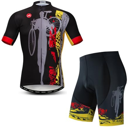 Herren Radtrikot Set Fahrradbekleidung Sommer Kurzarm Fahrradbekleidung, XL